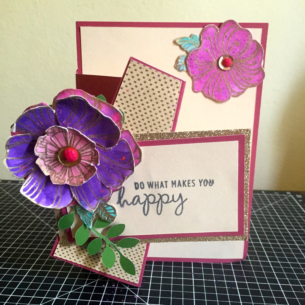 Wavy Blooms Sangria fancy folded card