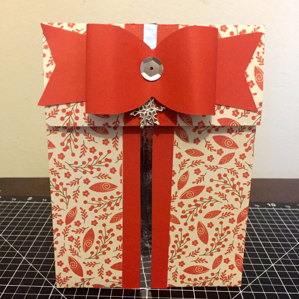 Christmas Present Card, Invitation or Photo Holder using CTMH White Pines Paper & Base & Bling Snowflake Charm