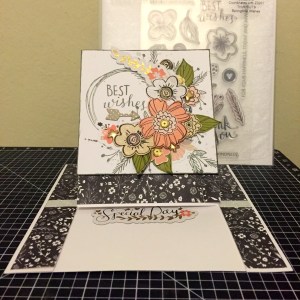 Charlotte Paper and Springtime Wishes stamp set - Centre Easel Card Open. www.maz.ctmh.com.au