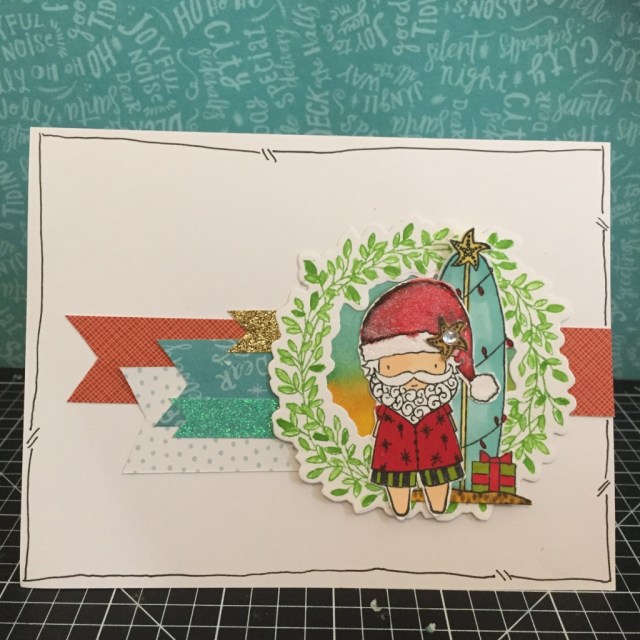 Surfin Santa Wreath Chrismas Card with Close To My Heart City Sidewalks Paper Packet (X7213B), Wreath & Wreath Thin Cut. www.maz.closetomyheart.com.au