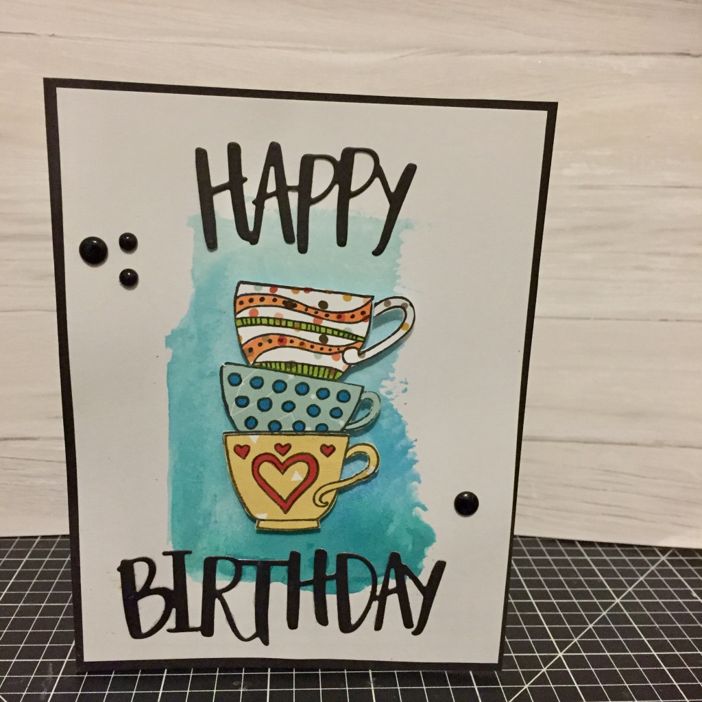 Happy Birthday Card: Background created stamping Watercolour with My Acrylix® Blocks www.maz.closetomyheart.com.au