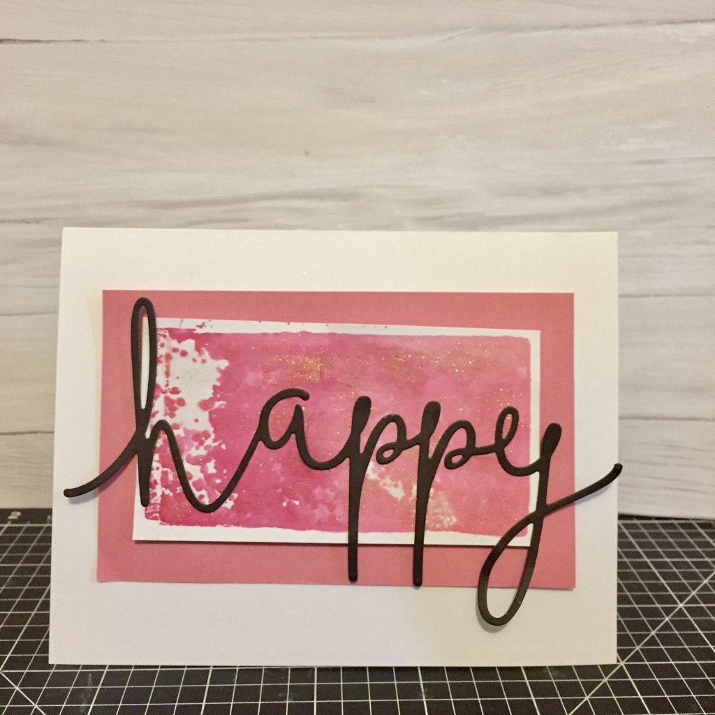 Happy Card: Background created stamping ink with My Acrylix® Blocks and add Gold Shimmer www.maz.closetomyheart.com.au