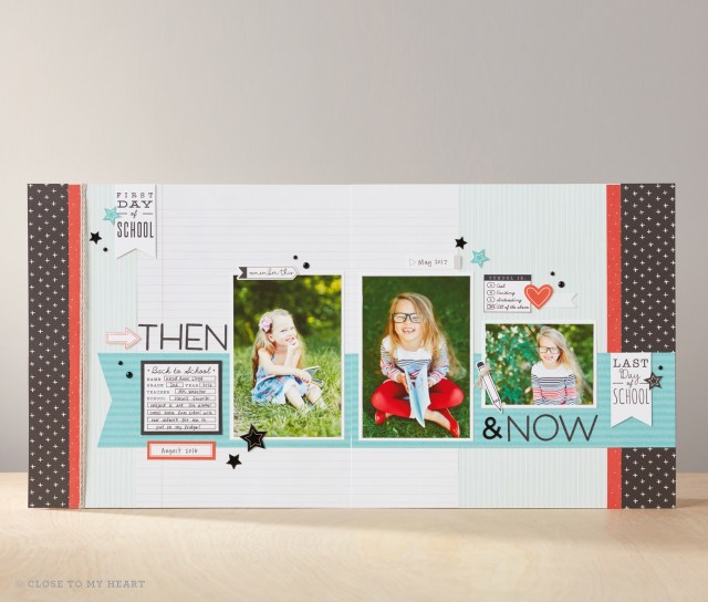 Then and Now Scrapbook Layout using School Year Stamp Of The Month www.maz.closetomyheart.com.au
