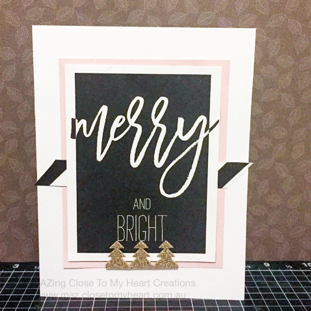 Merry and Bright Christmas card with Silver and Gold Paper Suite