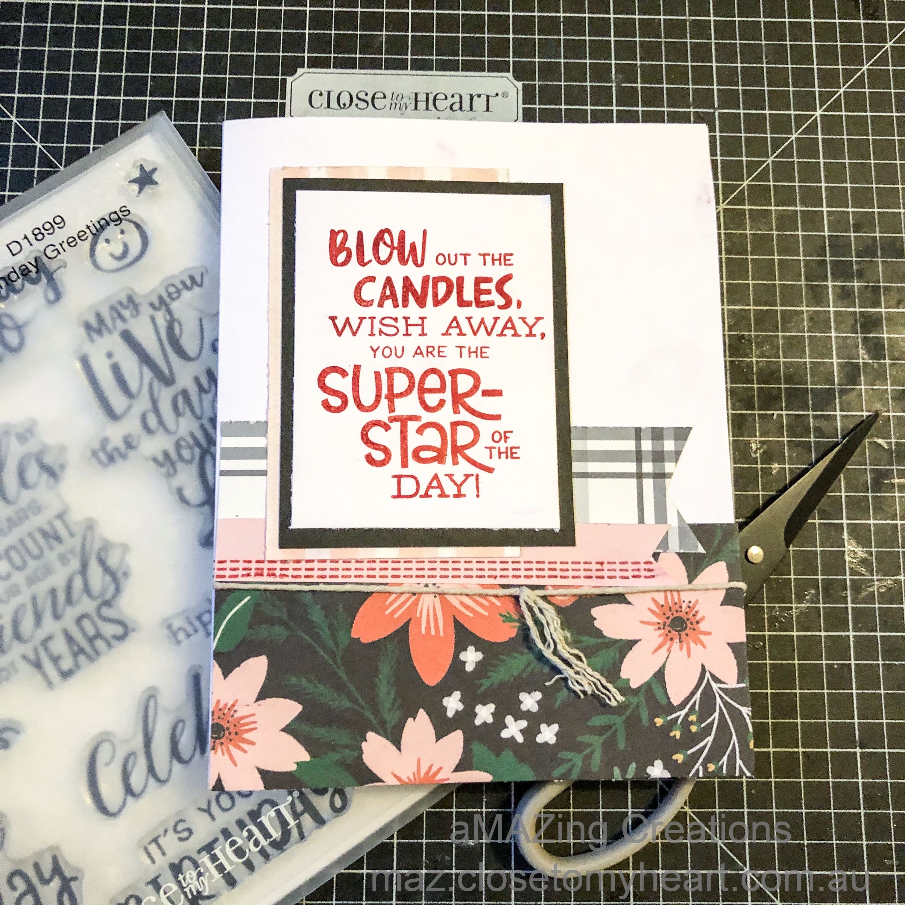 Blow Out the Candles Birthday card using Close to my Heart Cedar & Pine & CTMH Sep-Oct Mix-in’s