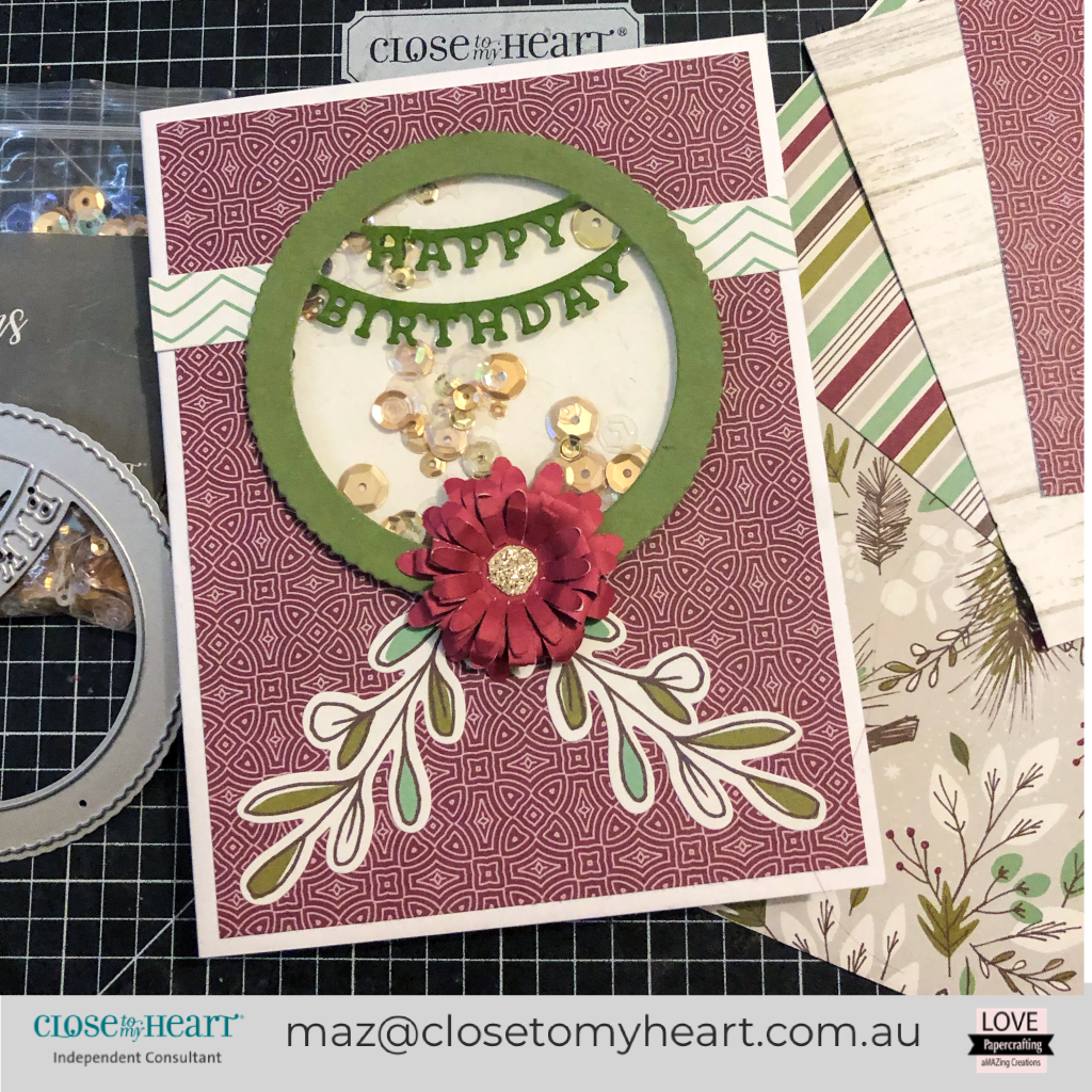 Happy Birthday Spruced up Shaker Card created with Close To My Heart Spruced Up #CTMH #CTMHSprucedUp