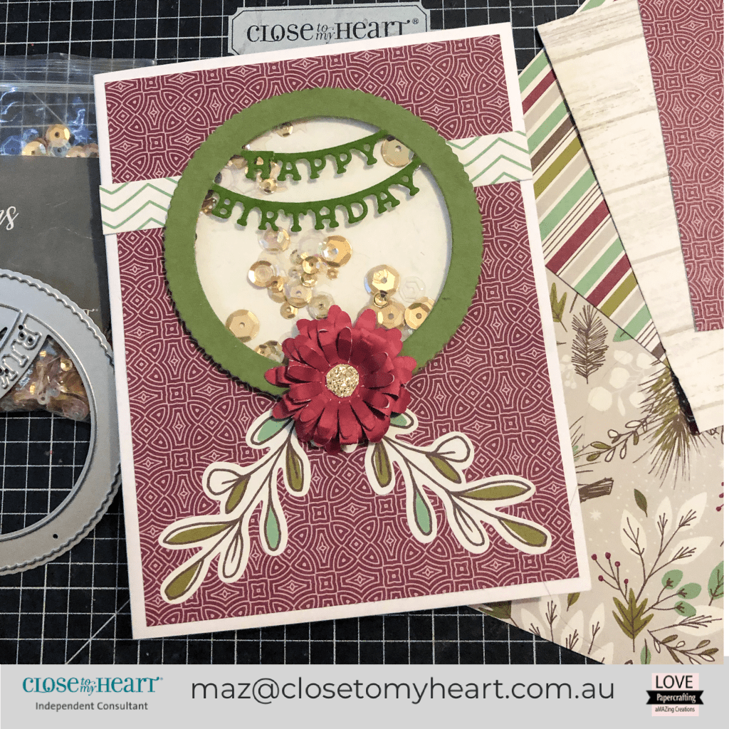 Happy Birthday Spruced up Shaker Card created with Close To My Heart Spruced Up #CTMH #CTMHSprucedUp