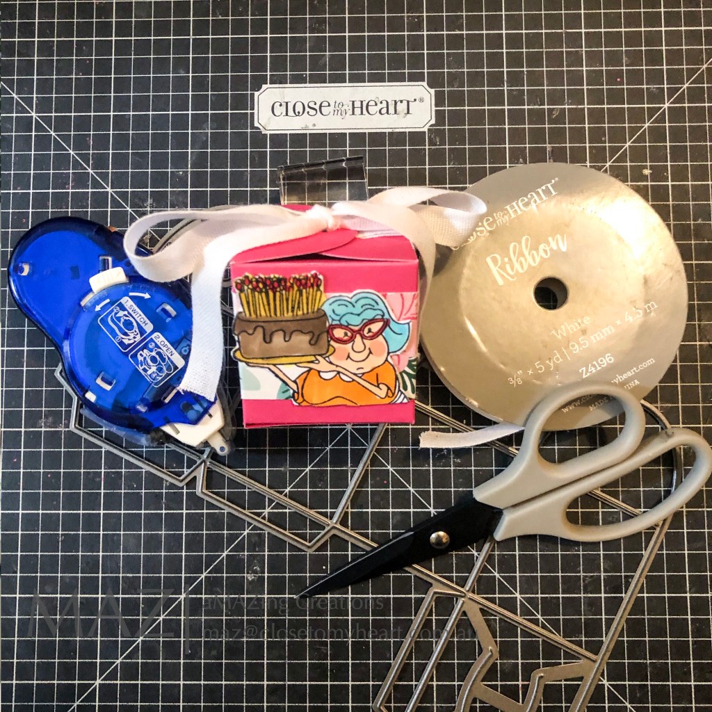 Thin Cuts - Favor Box with Celebrate Today paper & You're Not Old Stamp