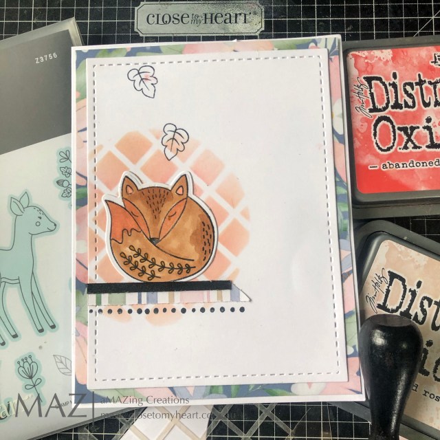 Lovely Sleeping Fox with stencilled background