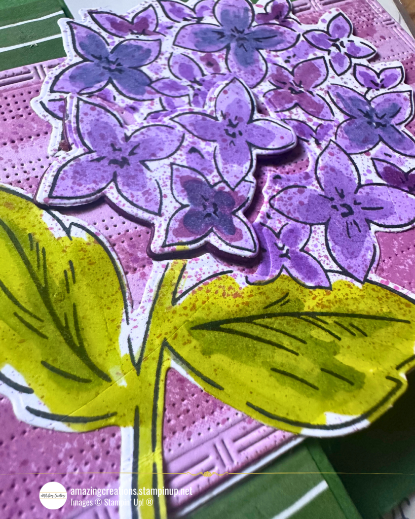 Featuring a stunning hydrangea from the Stampin’ Up! Thankful Garden 