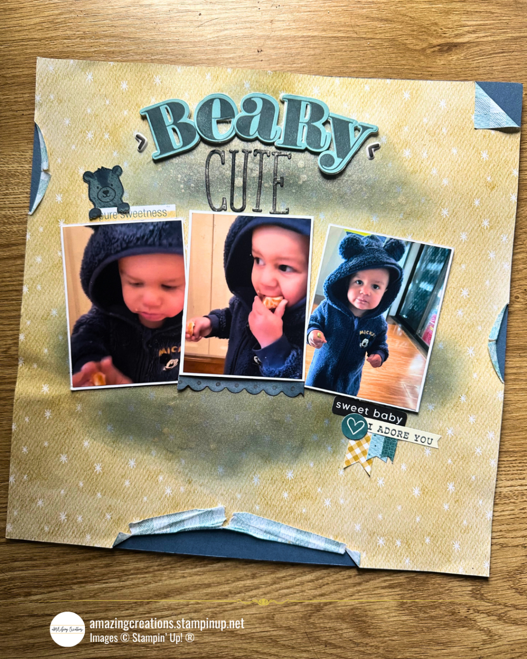 Beary Cute Scrapbook Layout | Stampin’ Up! Everyday You & Me&nbsp;Kit