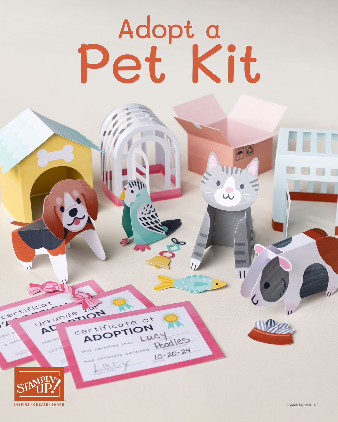 Create a furry or feathered companion with this Stampin' Up! Adopt a Pet Kit