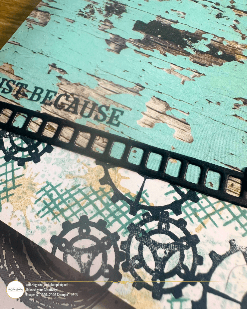 Shifting Gears: Rustic Meets Industrial - Just Because Card with Gears & Textures & Country Woods