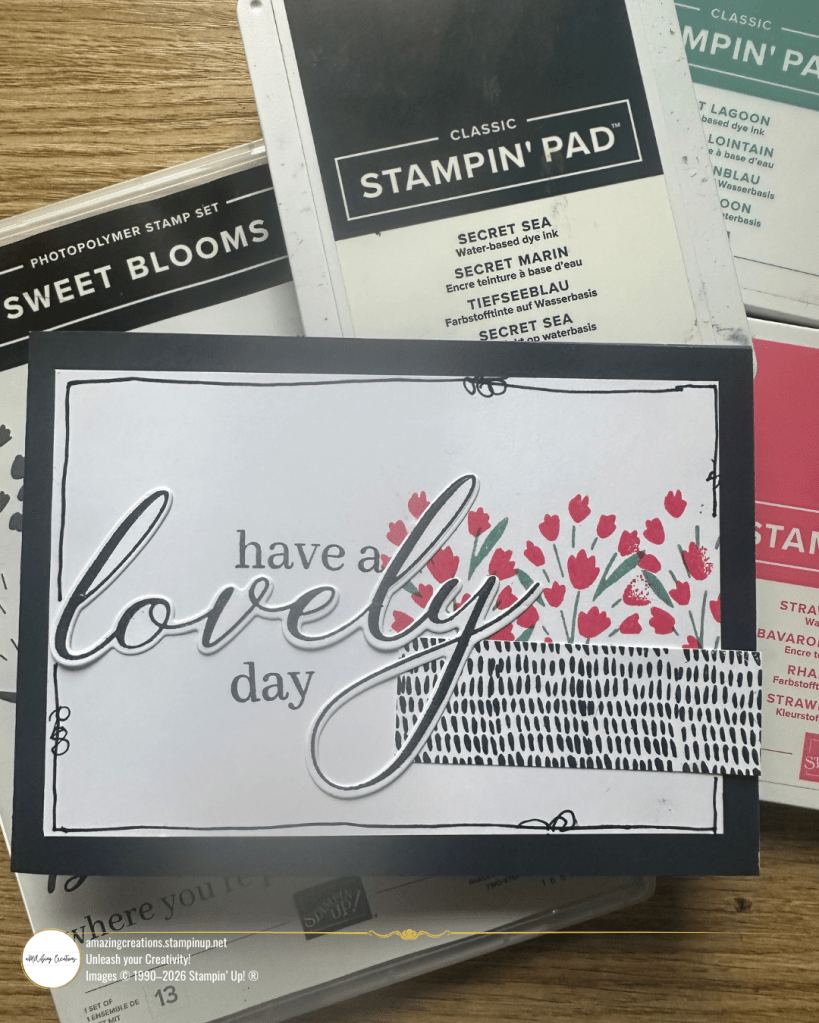 There's something magical about the colour combination of Secret Sea, Lost Lagoon, and Strawberry Slush! This soft, sophisticated palette creates a fresh spring Sweet Blooms vibe that's perfect for encouragement cards.