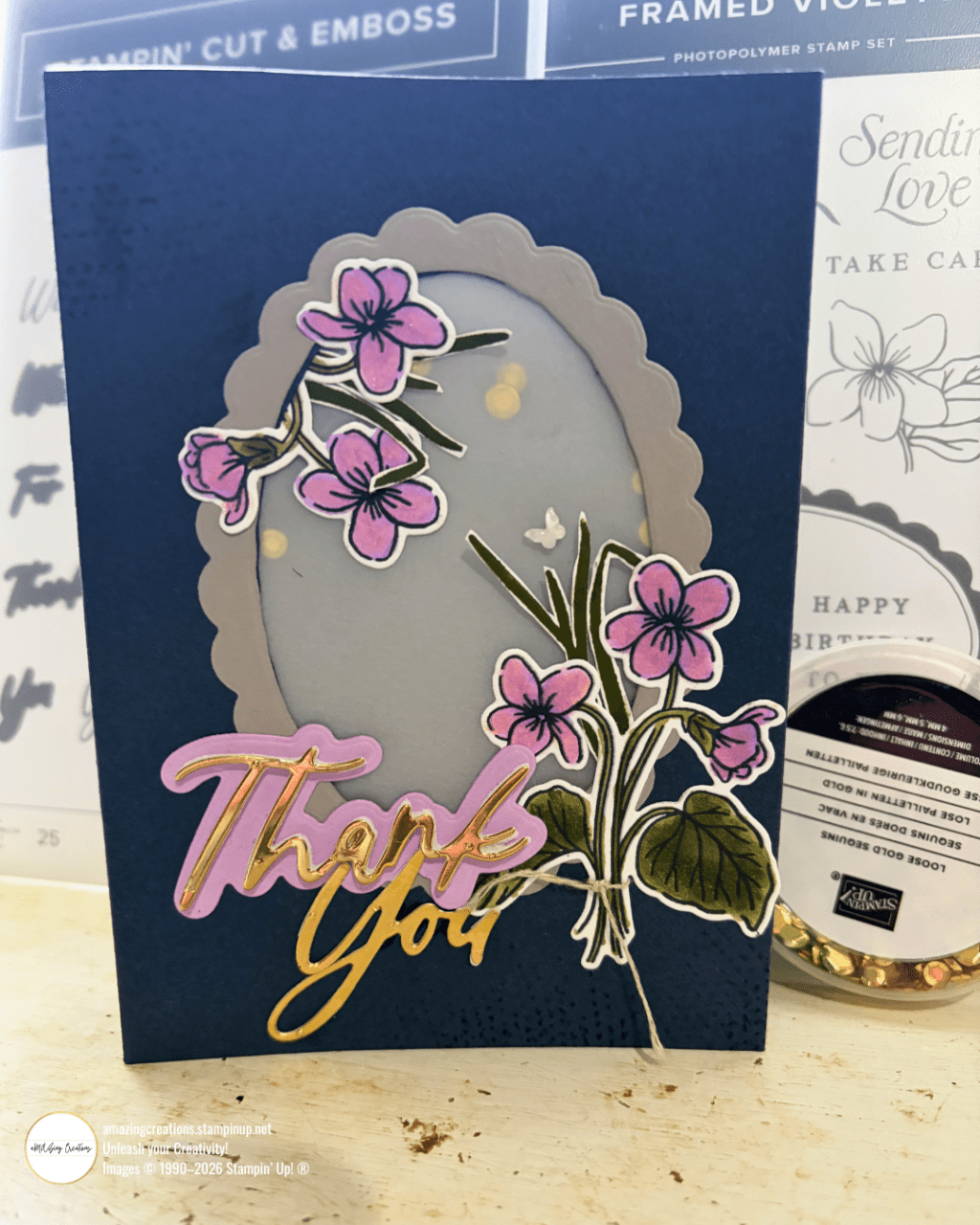 Framed Violets Thank You Card — Vellum Shaker&nbsp;Shadowbox