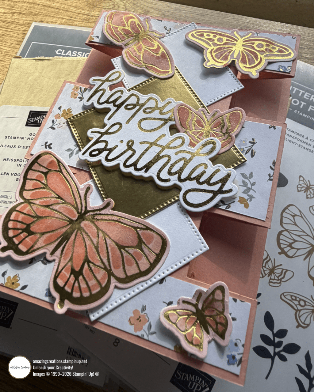 Golden Butterflies Take Flight on this Pop-Out Double Tower Card