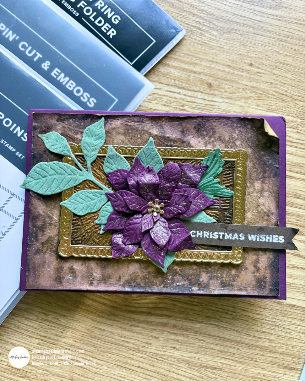 Ink It, Distress It, Curl It — A Richly Textured Christmas Card with the Pretty Poinsettia&nbsp;Bundle
