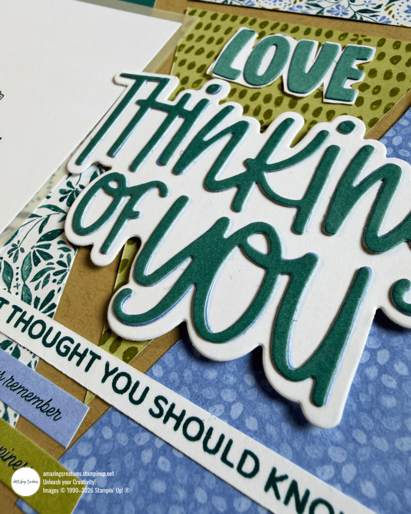 Stampin' Up! Thinking of You Scrapbook Layout: Doodling, Die-Cutting, Stenciled & Pattern Paper Triangles